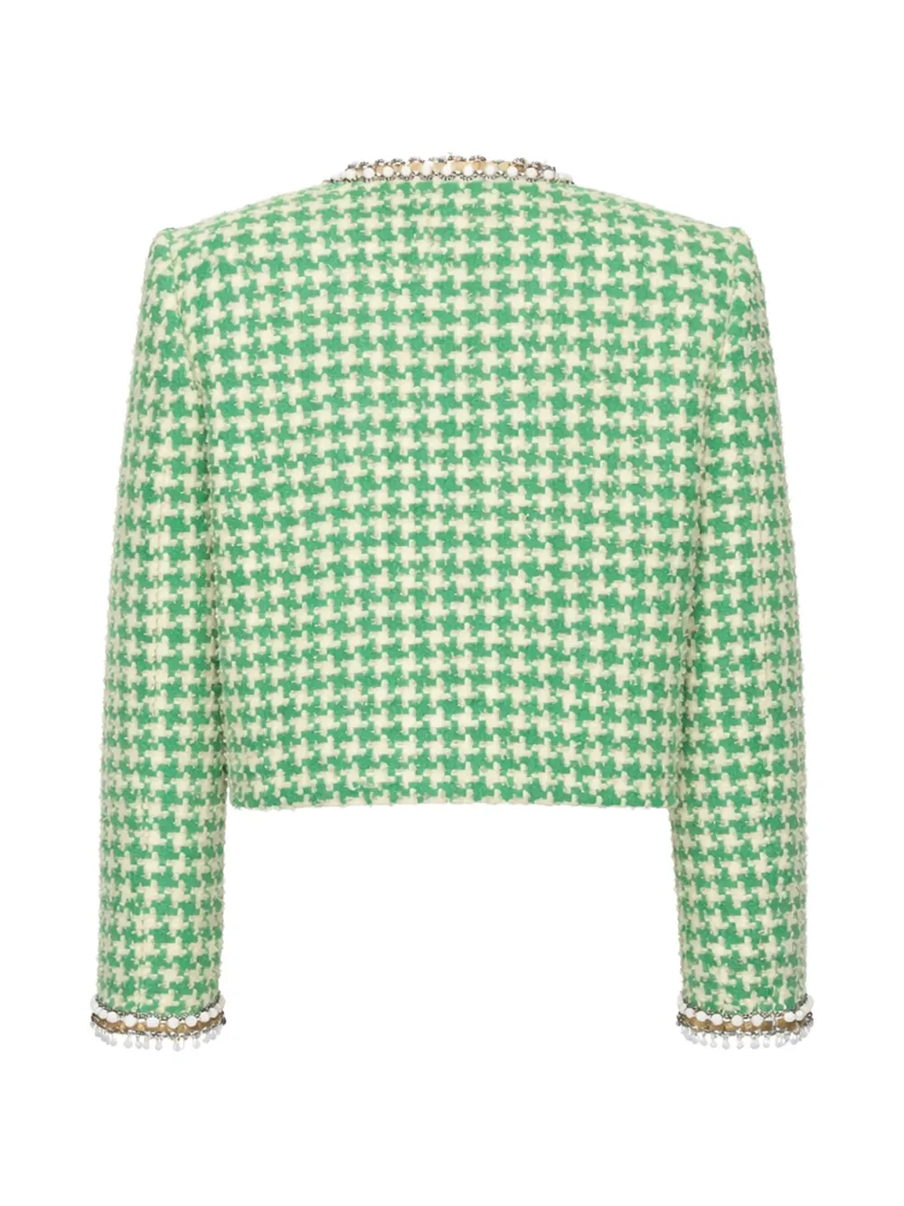  Valentino Garavani Houndstooth-pattern Cotton Jacket - Green 
