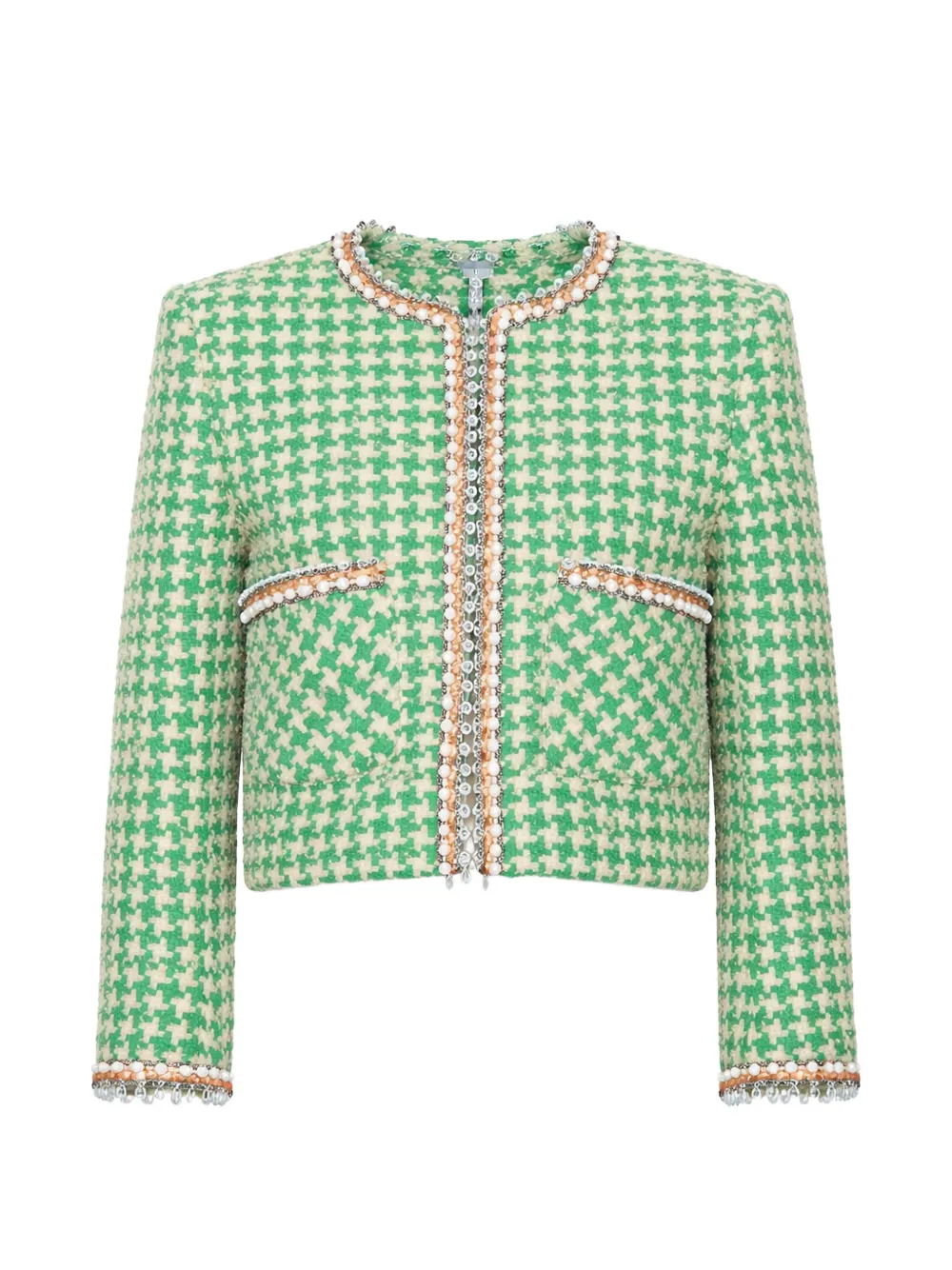 Valentino Garavani houndstooth-pattern cotton jacket - Verde