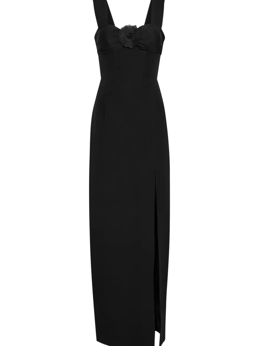 Patrick Assaraf Floral Appliqué Split Dress - Black 