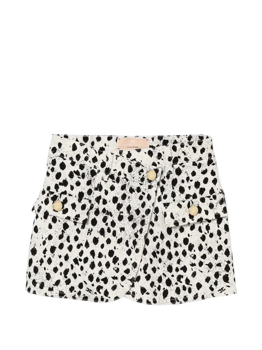Elisabetta Franchi La Mia Bambina dalmatian-print wrap-design skirt - Toni neutri