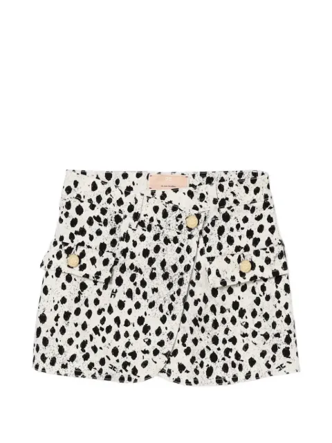 Elisabetta Franchi La Mia Bambina dalmatian-print wrap-design skirt