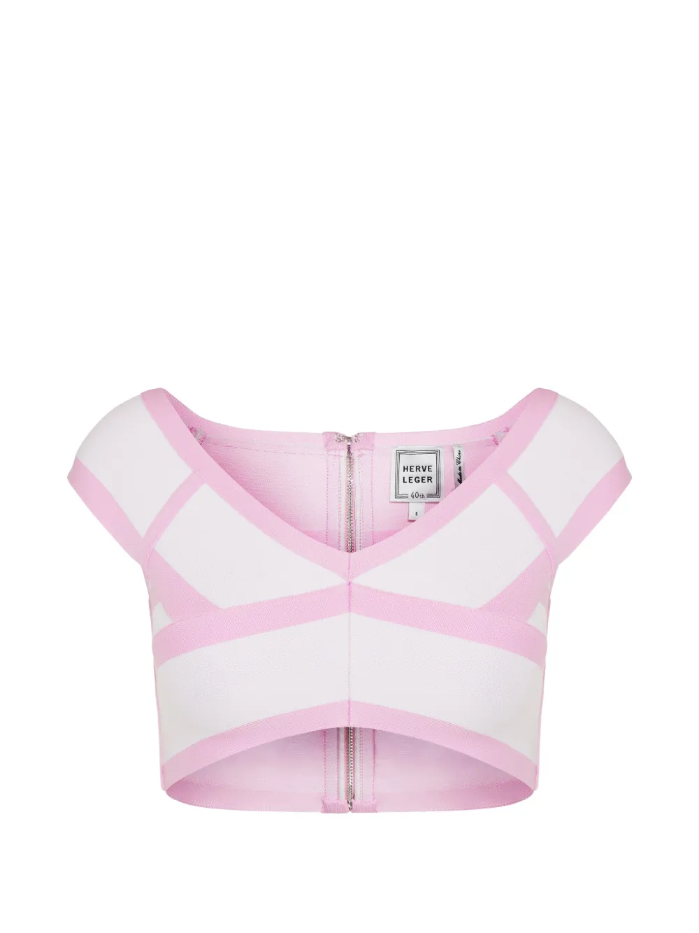 Herve Leger Spotlight V-neck crop top - Bianco