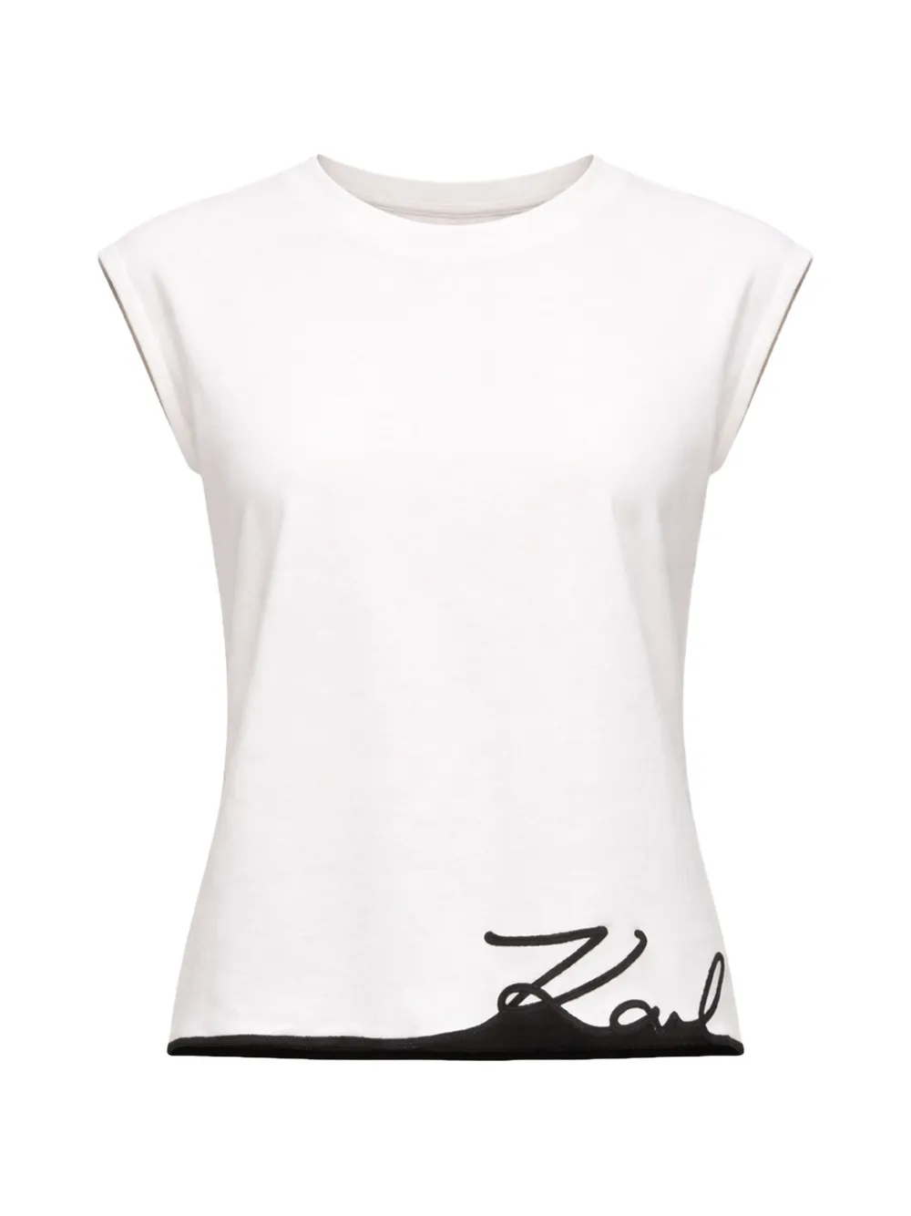 Karl Lagerfeld Signature-hem cotton tank top - Bianco