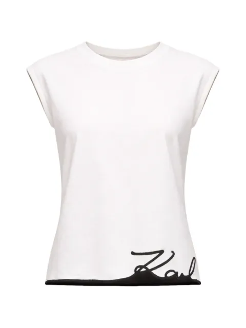 Karl Lagerfeld Signature-hem cotton tank top
