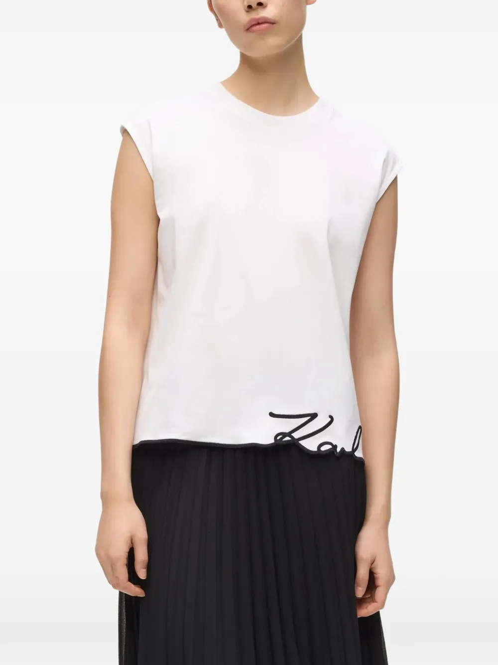 Karl Lagerfeld Tanktop met kenmerkende afwerking Wit