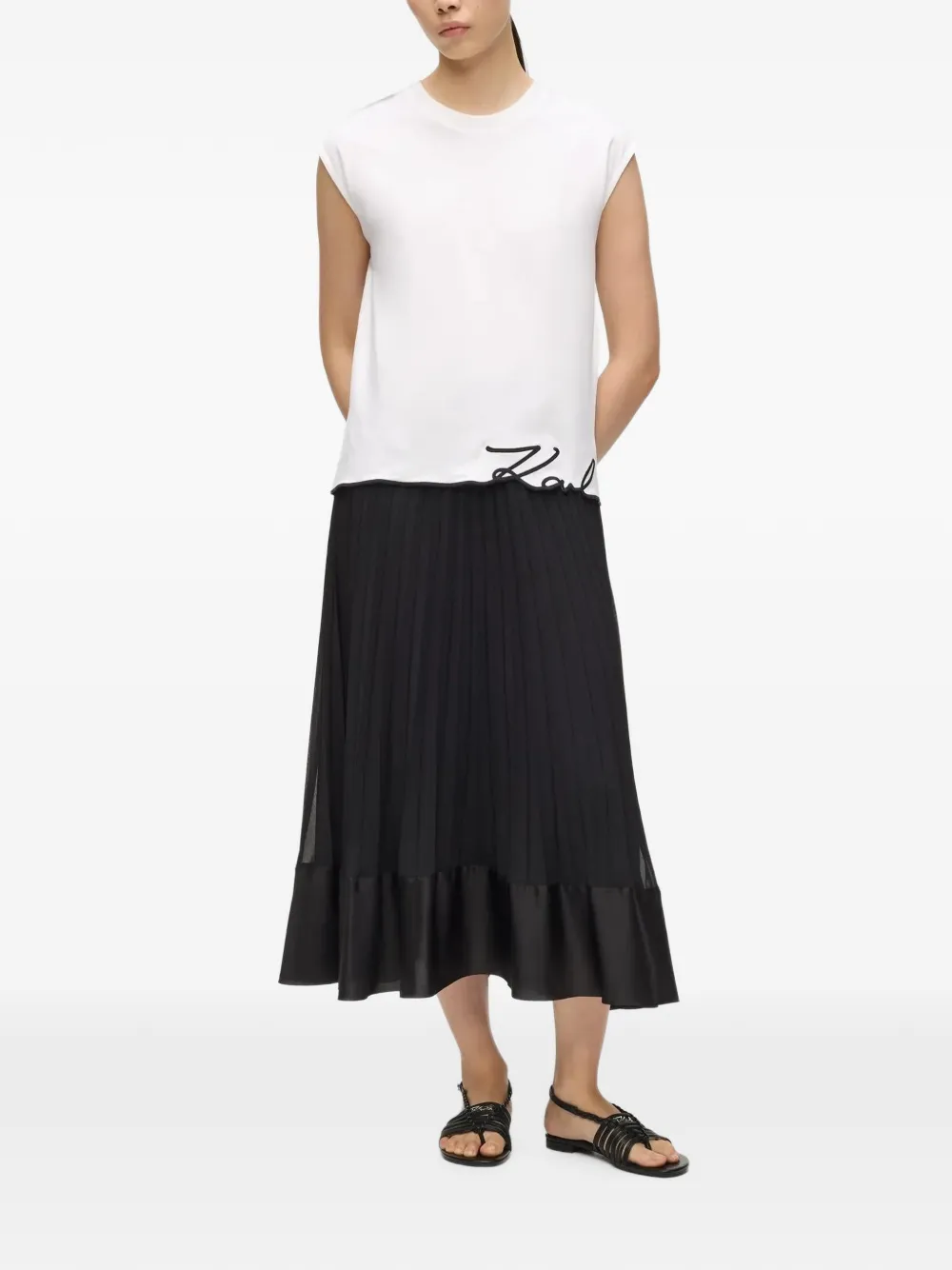 Karl Lagerfeld Tanktop met kenmerkende afwerking Wit