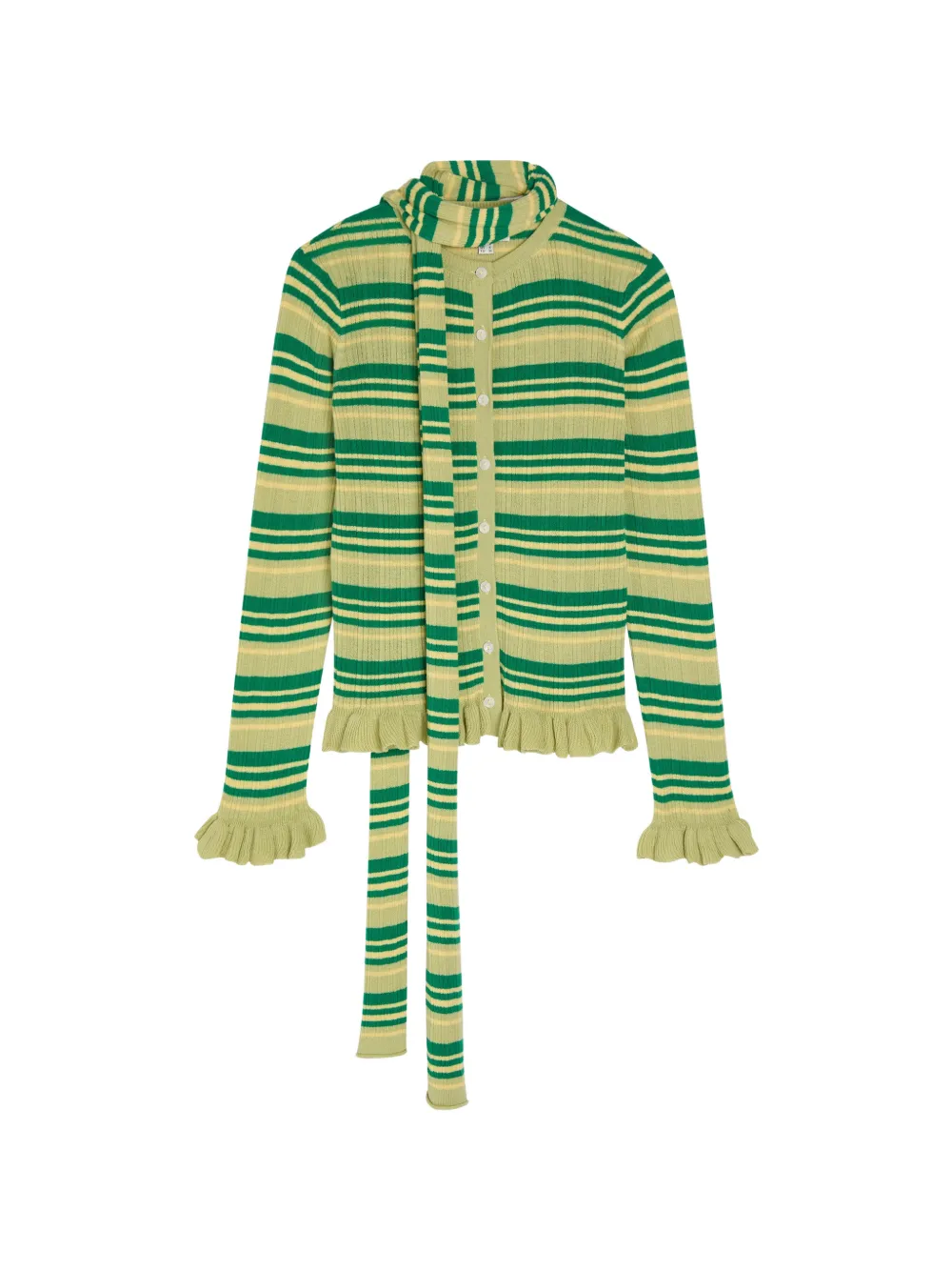 DAMSON MADDER striped ruffled cardigan - Verde