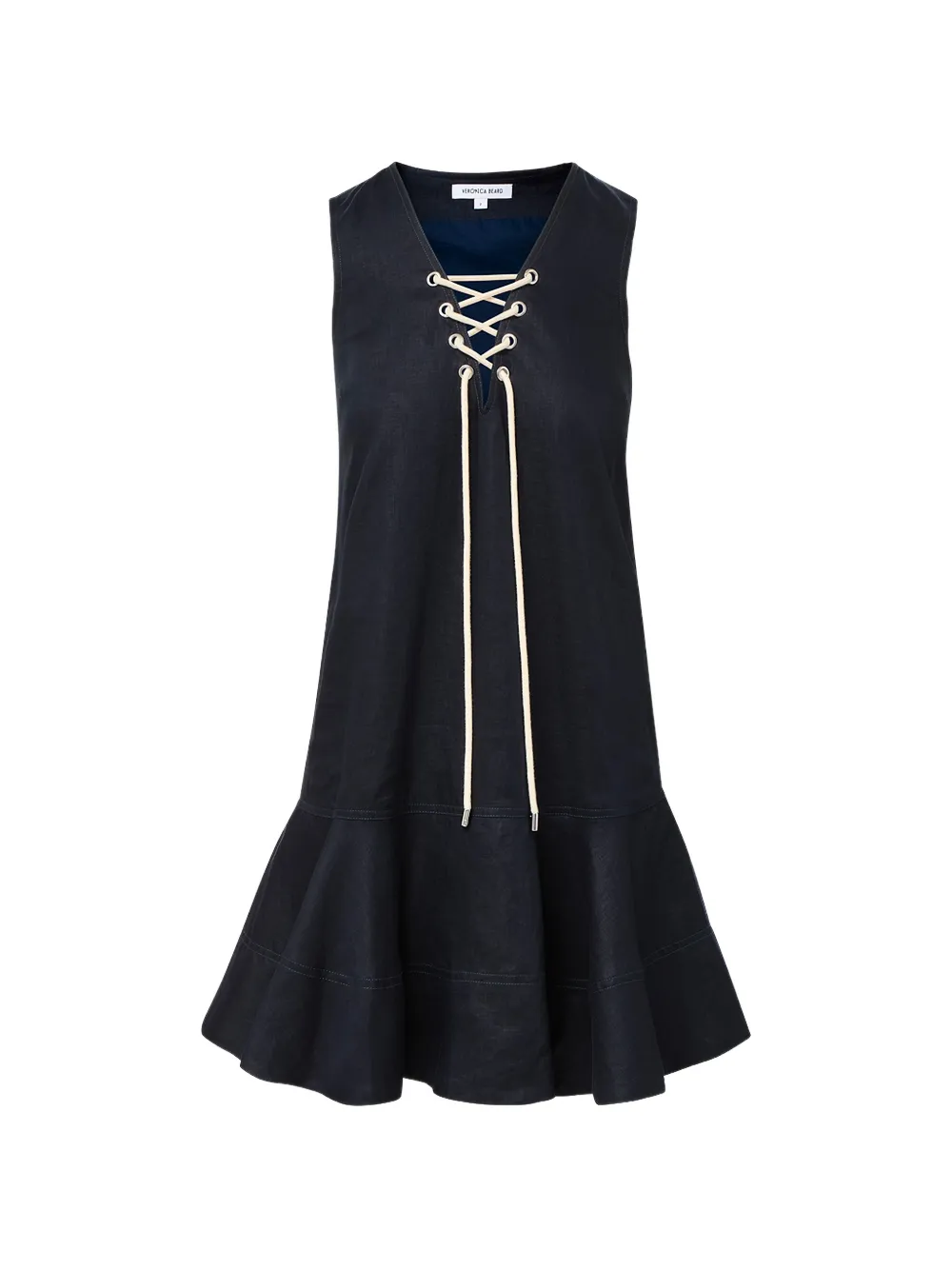Veronica Beard Treena lace-up ruffled mini dress - Blu
