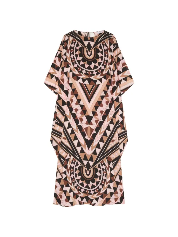 Pucci Manuba Print Silk Kaftan in Black