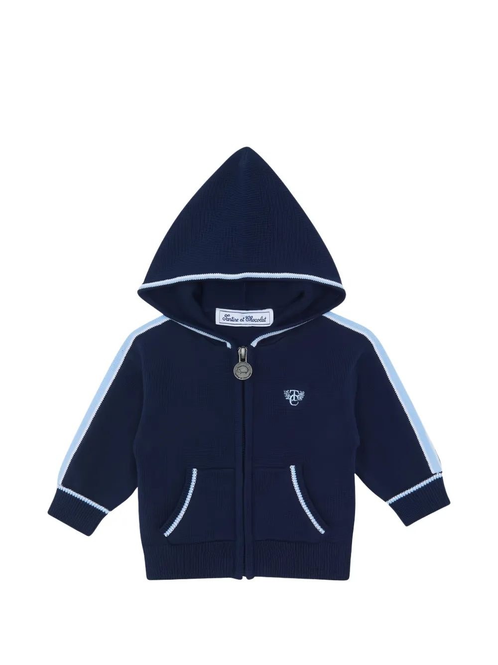 Tartine Et Chocolat hooded zip-up cotton jacket - Blu