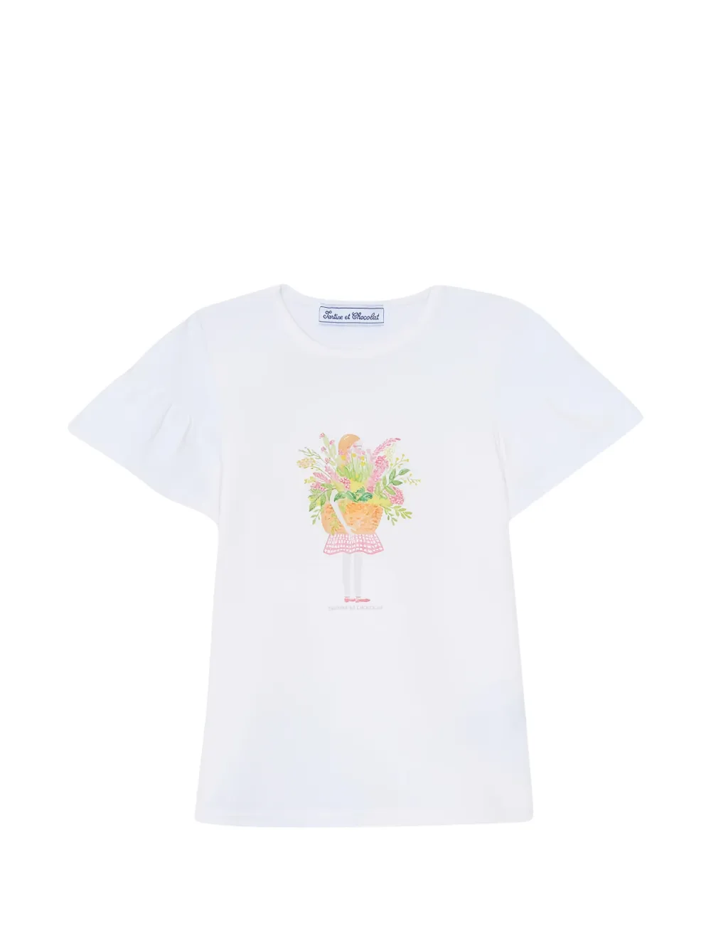 Tartine Et Chocolat fantasy garden ruffled-sleeve T-shirt - Bianco