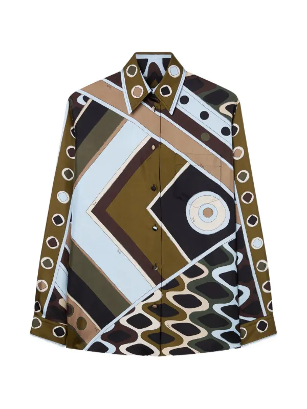 Pucci Vivara Print Silk Shirt in Green