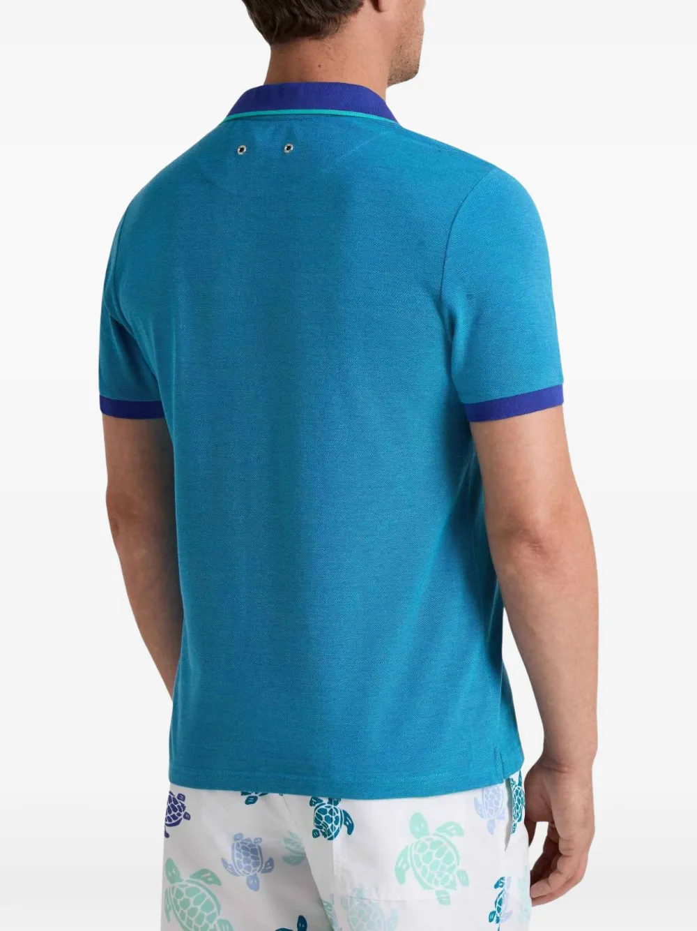 Vilebrequin logo-embroidered polo shirt Blauw