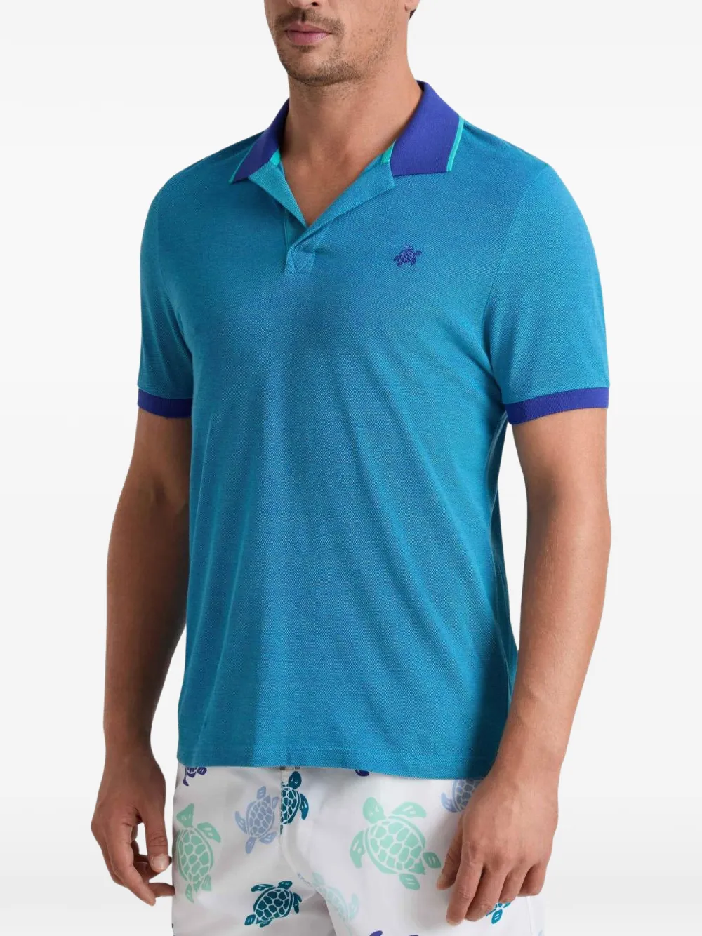 Vilebrequin logo-embroidered polo shirt Blauw