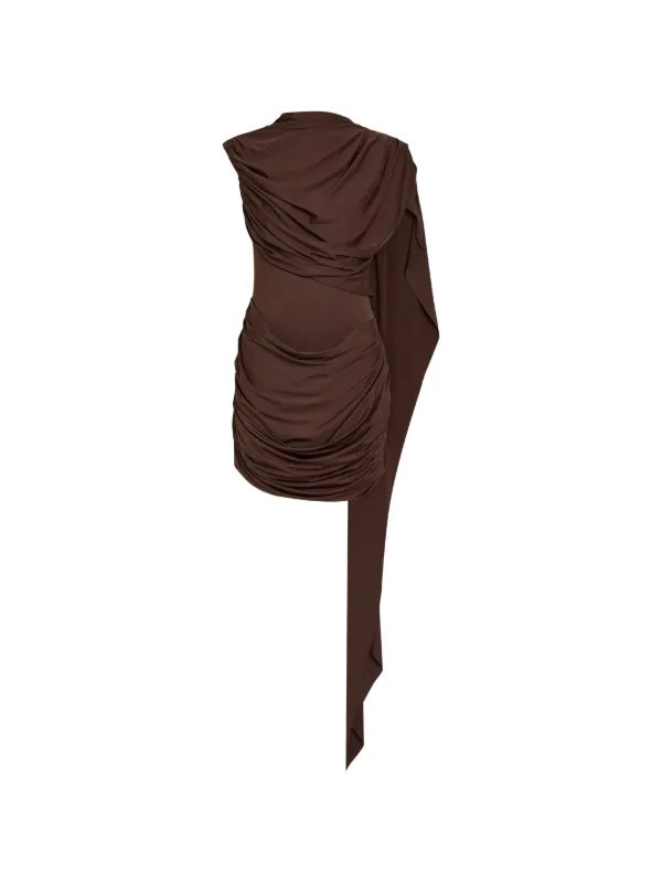 de La Vali Ravenna Draped Mini Dress - Brown de La Vali Ravenna Draped Mini Dress - Brown