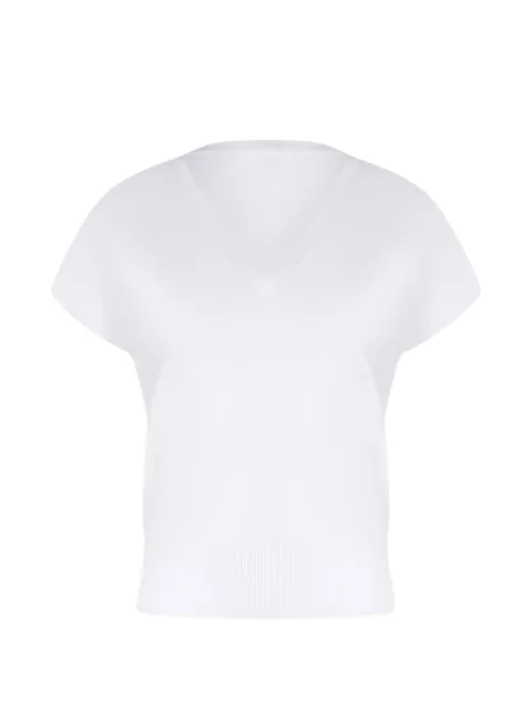 DONDUP ribbet T-shirt med V-hals