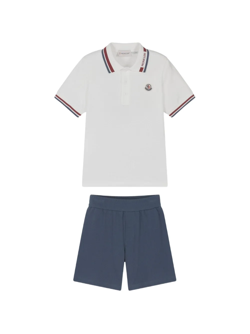 Moncler Enfant Poloshirt en shorts set met gestreepte afwerking Beige
