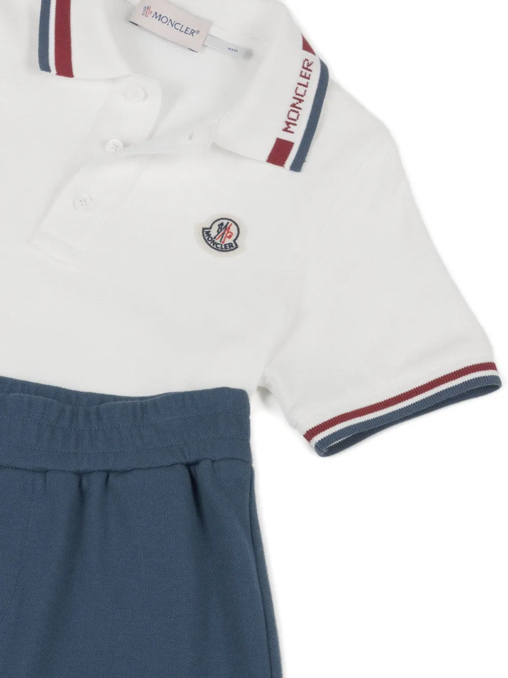  Moncler Enfant Striped Trim Polo Shirt And Shorts Set - White 