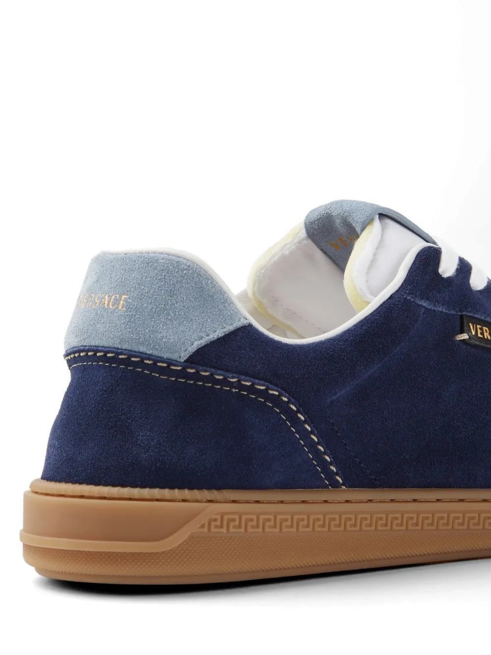 Versace Greca Court suède sneakers Blauw