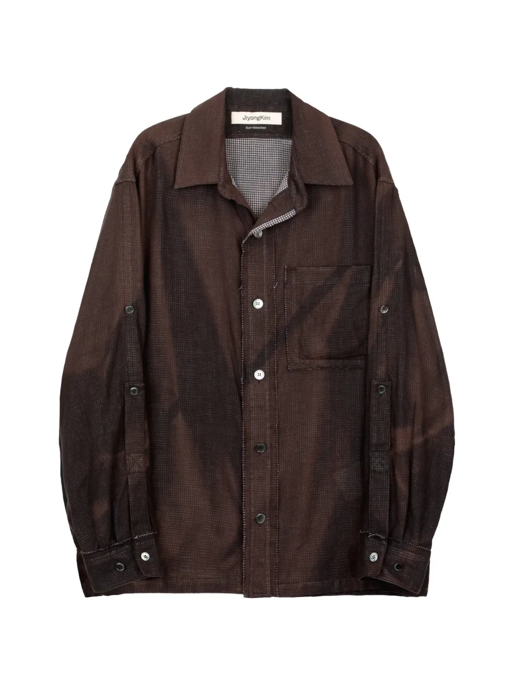 JiyongKim sun-bleached chest-pocket shirt - Marrone