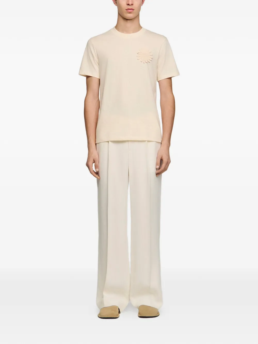 SANDRO T-shirt met bloemenpatch Beige