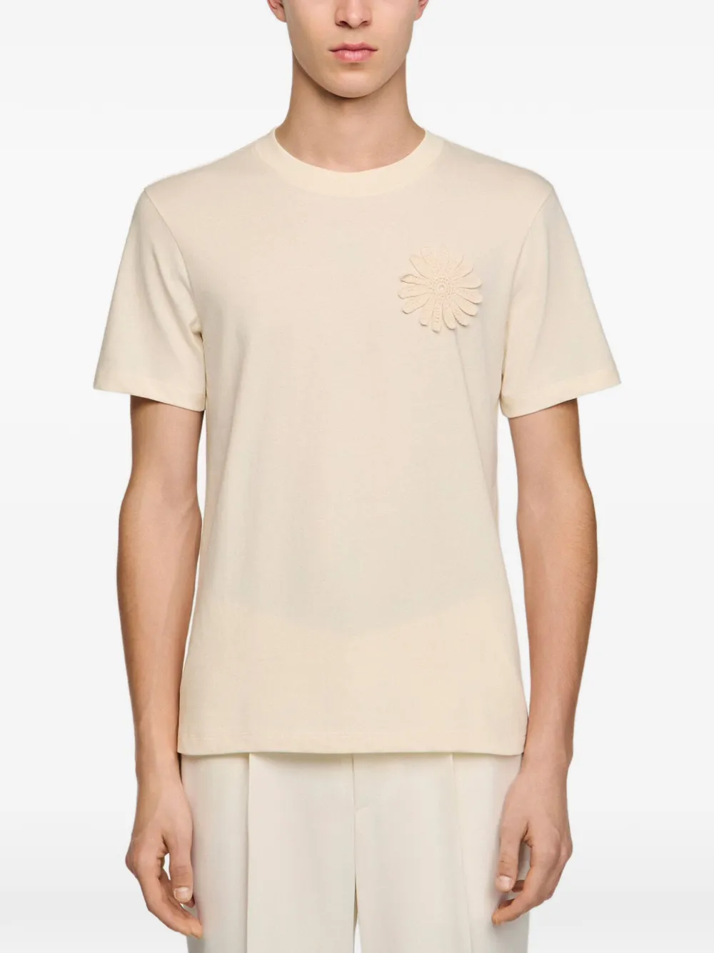 SANDRO T-shirt met bloemenpatch Beige