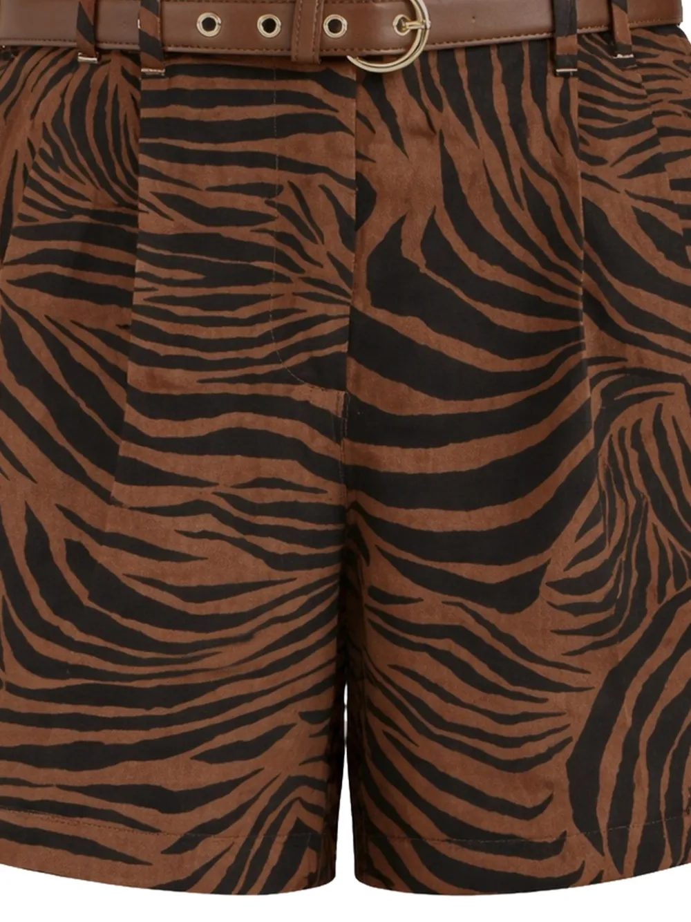 Max Mara Katoenen shorts met zebraprint en ceintuur Bruin