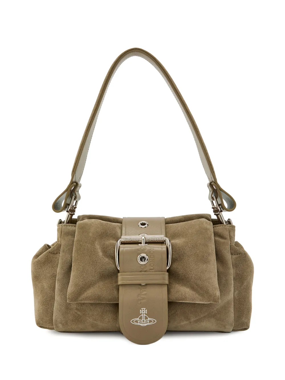 Vivienne Westwood Hazel Treasure buckle suede shoulder bag - Toni neutri