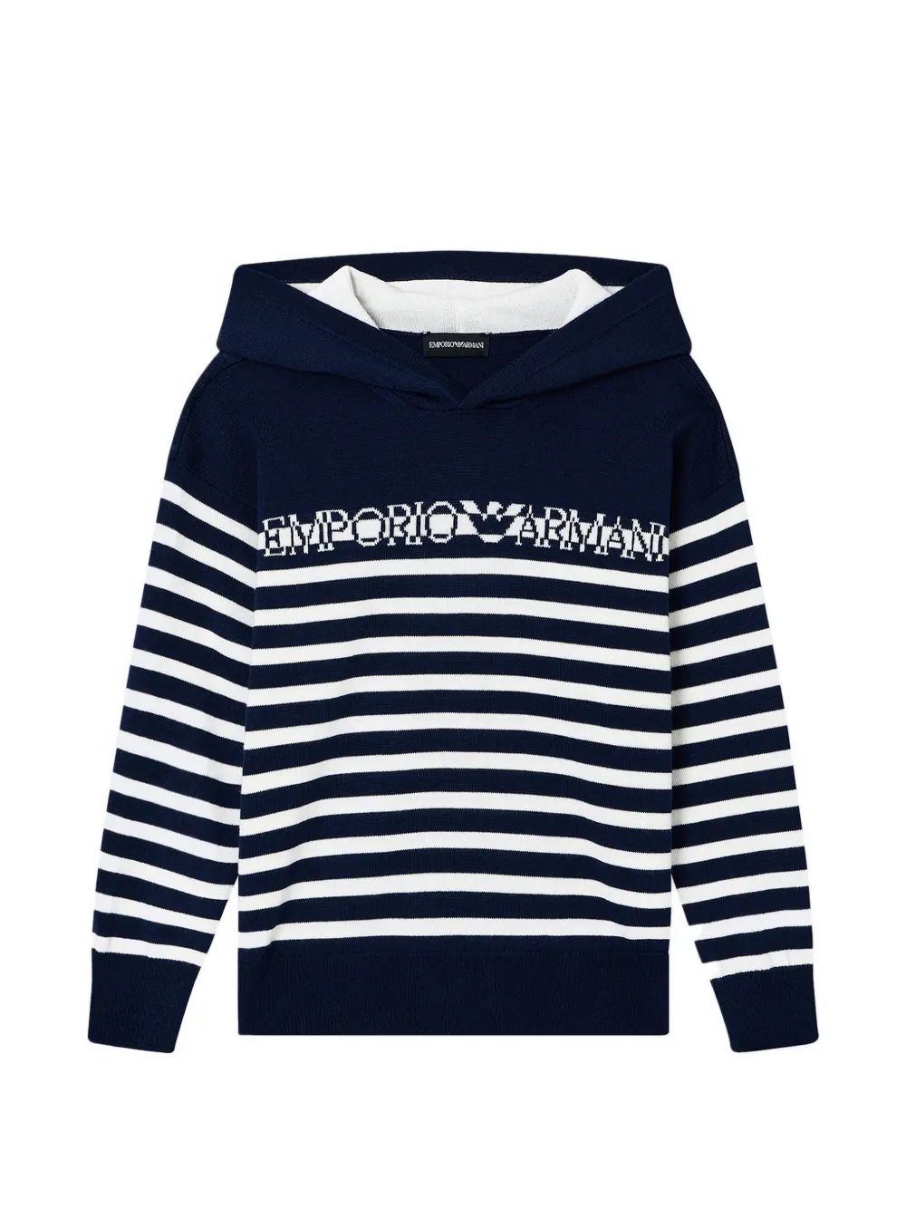Emporio Armani Kids striped hooded top - Blu