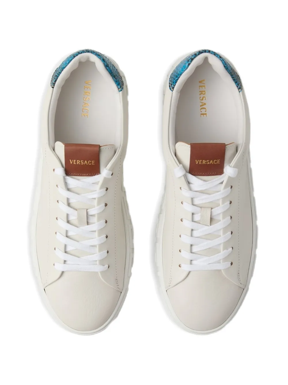 Versace Sneakers met logopatch en print Beige