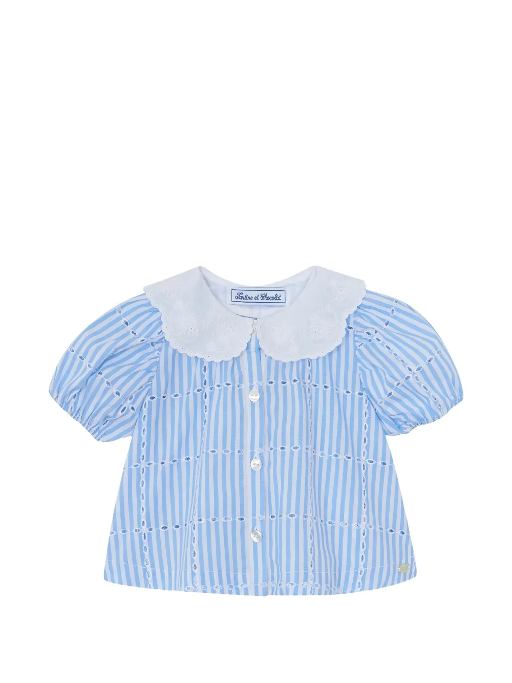 Tartine Et Chocolat striped button-down cotton tunic - Blau