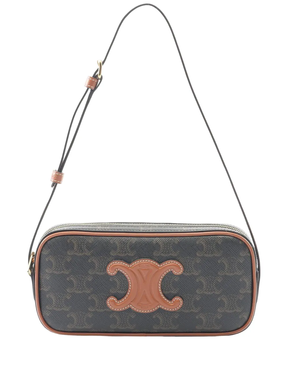 Celine Pre-Owned 2021-2025 Mini Triomphe Cuir Coated Canvas Camera Bag shoulder bag - Schwarz