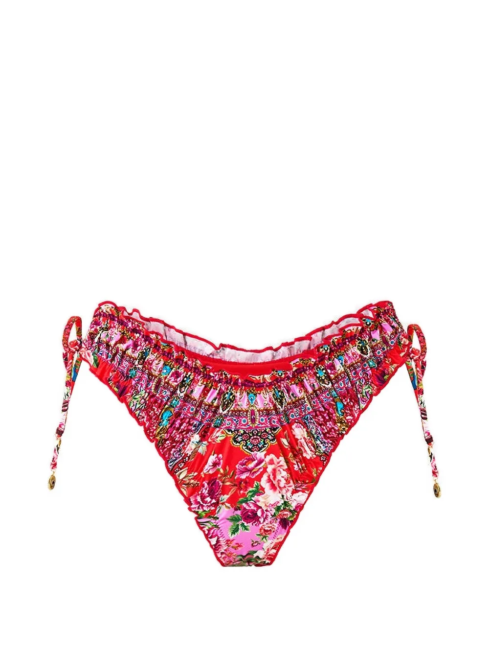Camilla Ruched Skimpy tie-detail bikini bottom - Rosso