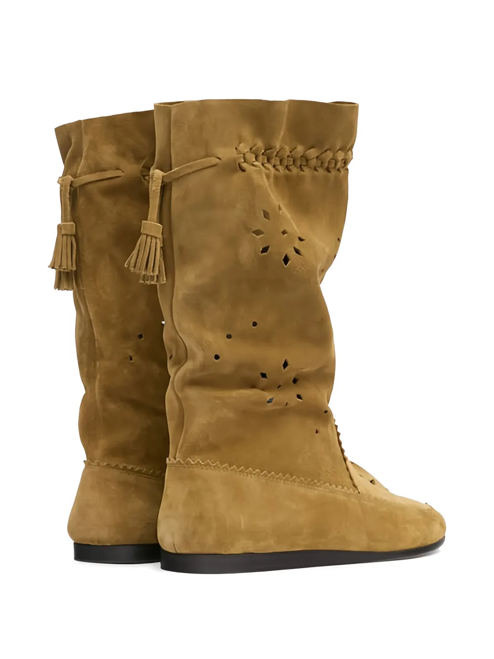 ISABEL MARANT Welky braid-detail laser-cut suede boots Beige