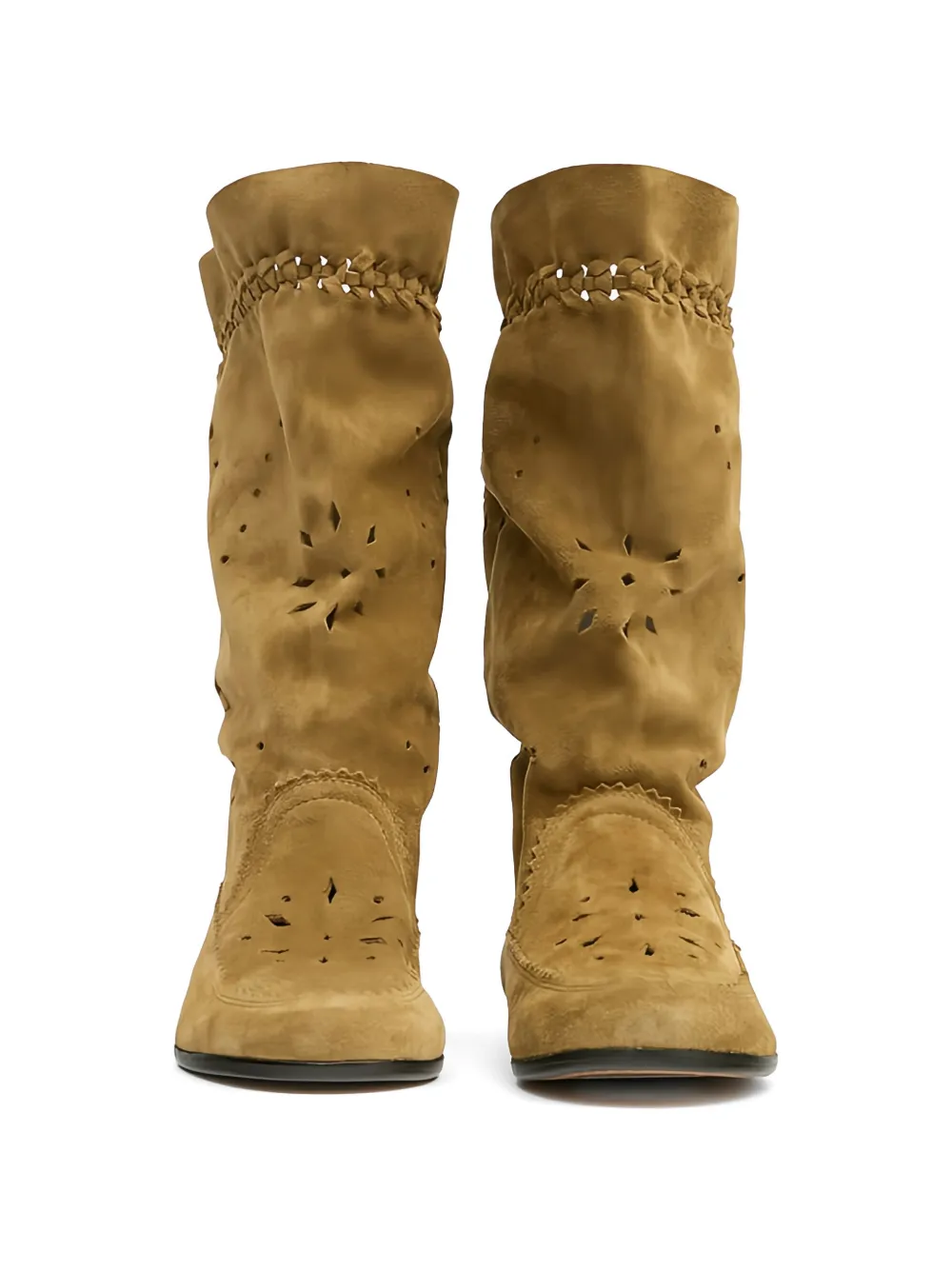 ISABEL MARANT Welky braid-detail laser-cut suede boots Beige