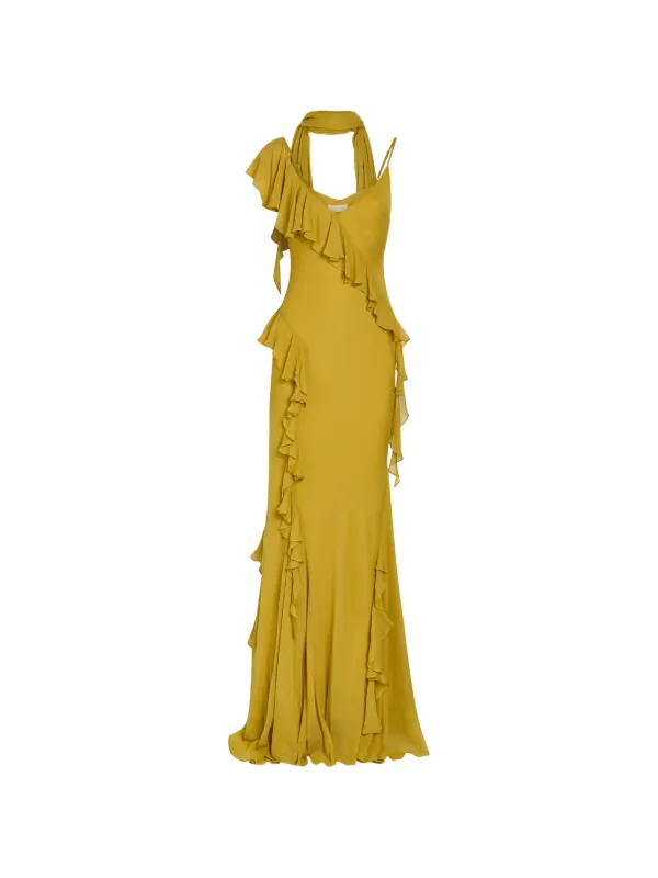 De La Vali Ruffled Maxi Dress | Yellow | FARFETCH De La Vali Ruffled Maxi Dress | Yellow | FARFETCH
