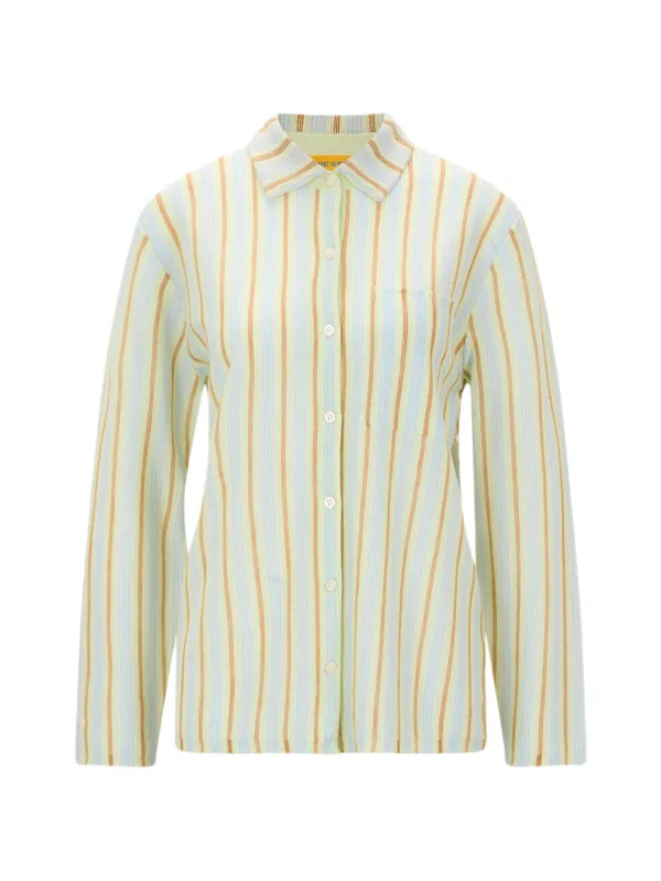 Guest In Residence Striped Chest-pocket Shirt in Green