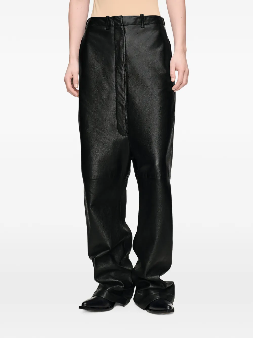 Maison Margiela Leren broek Zwart
