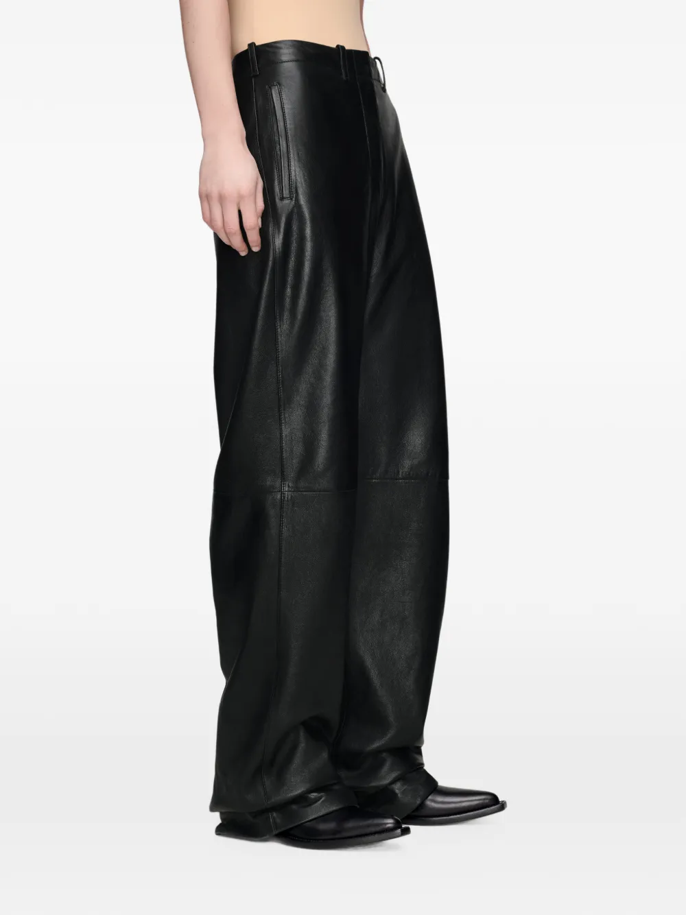 Maison Margiela Leren broek Zwart
