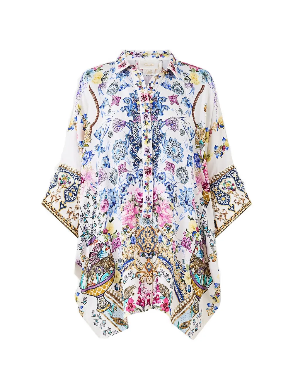 Camilla Batwing floral shirt - Bianco