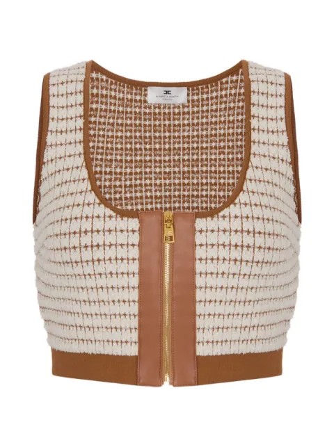 Elisabetta Franchi Chenille zip-up crop top