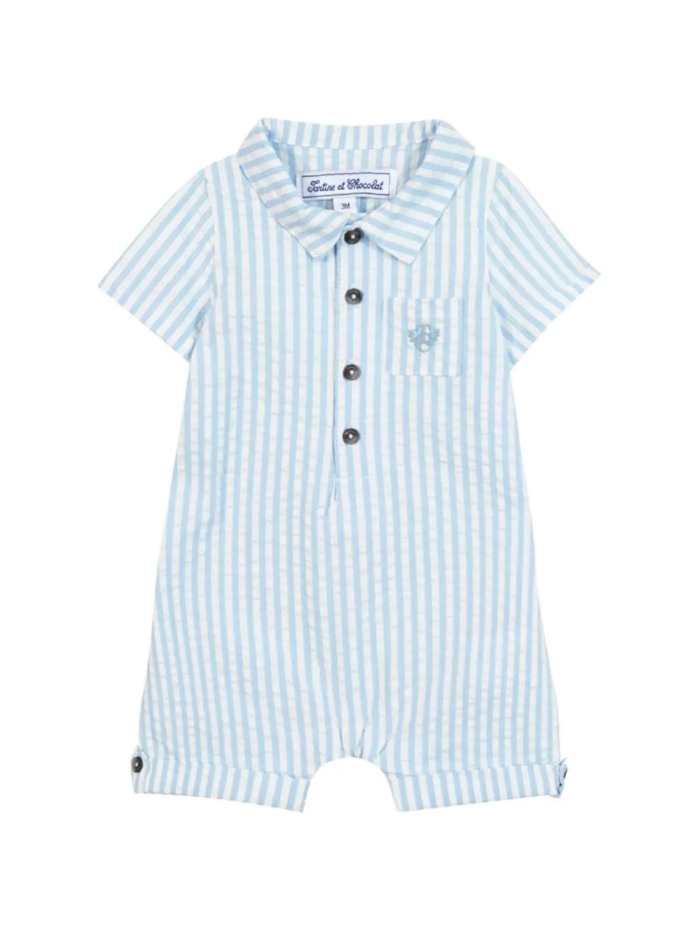 Tartine Et Chocolat striped button-details cotton jumpsuit - Blu