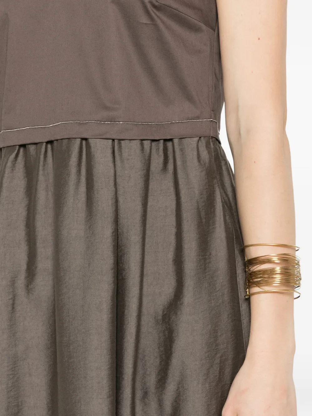 Peserico Mouwloze midi-jurk met Monili-ketting Bruin