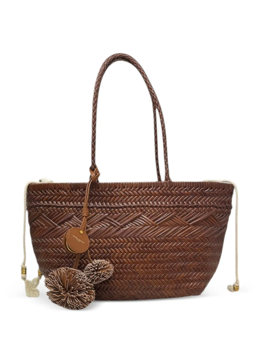 GIANNI CHIARINI medium Paloma braided pompom shoulder bag - Brown