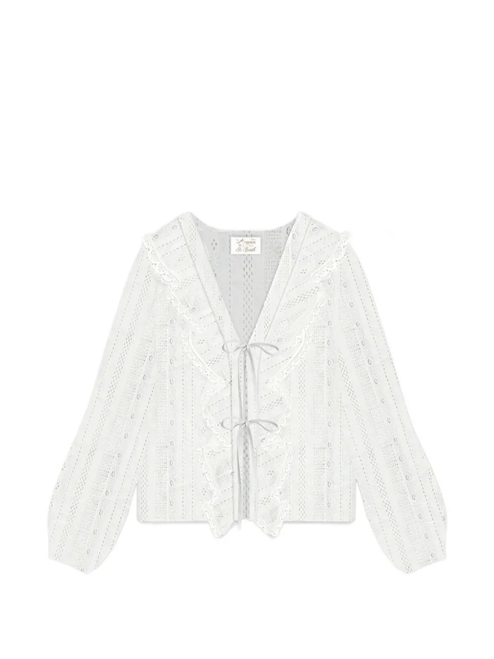 MC2 Saint Barth Gestreepte blouse met kant Wit