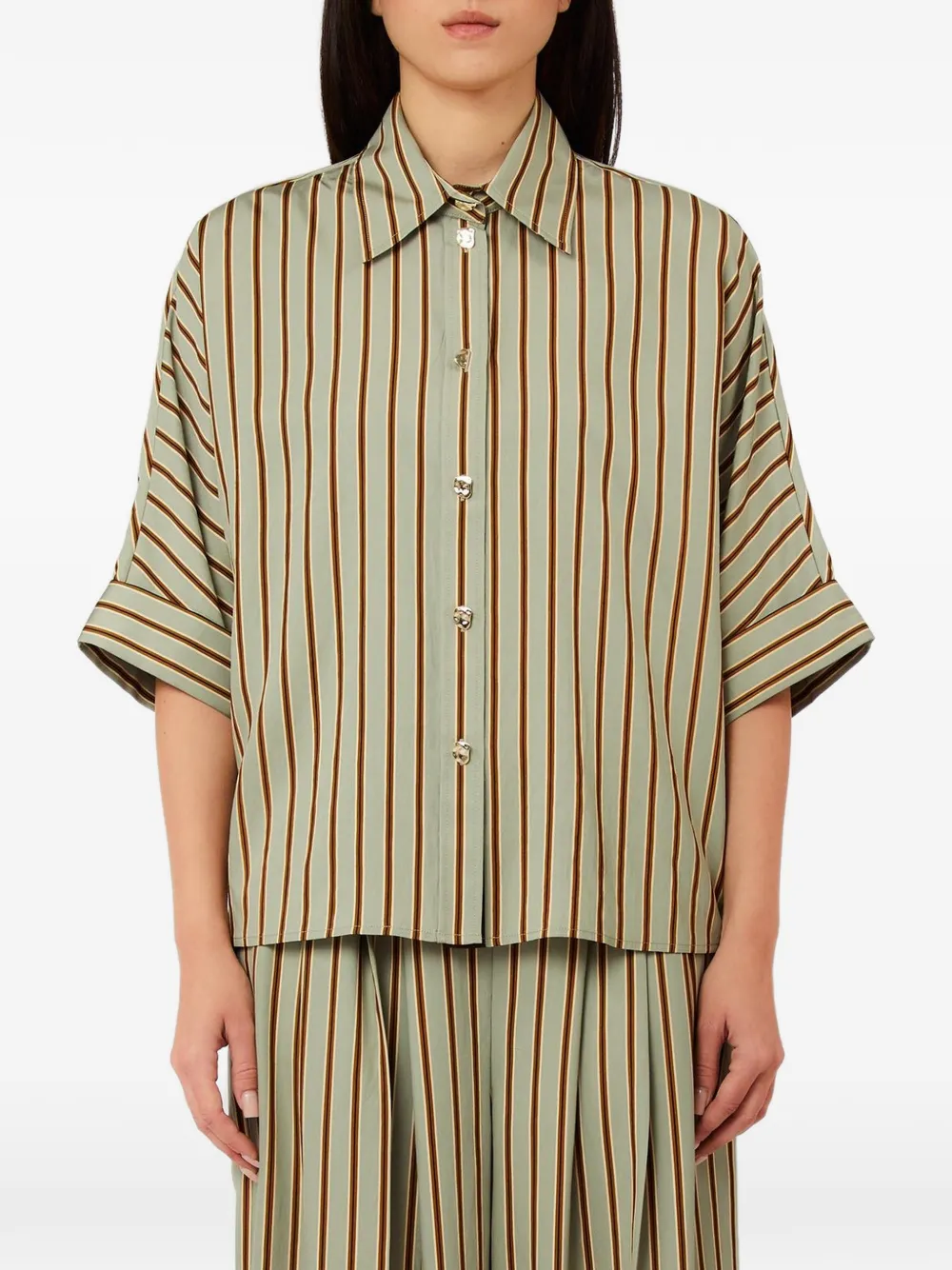 LIU JO striped button blouse - Verde