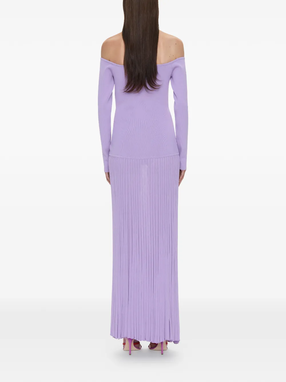 Christopher Esber Salacia geplooide off-shoulder maxi-jurk Paars