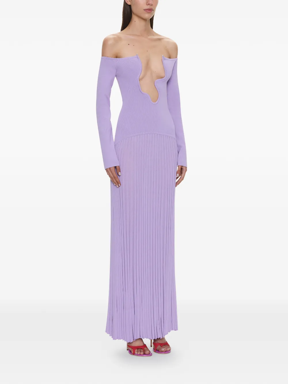 Christopher Esber Salacia geplooide off-shoulder maxi-jurk Paars