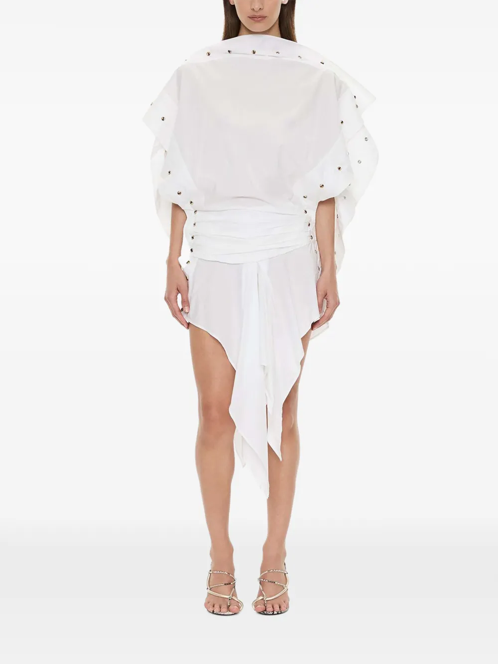 Christopher Esber robe mi-longue à ornements de pierres Spiral - Blanc Christopher Esber robe mi-longue à ornements de pierres Spiral - Blanc