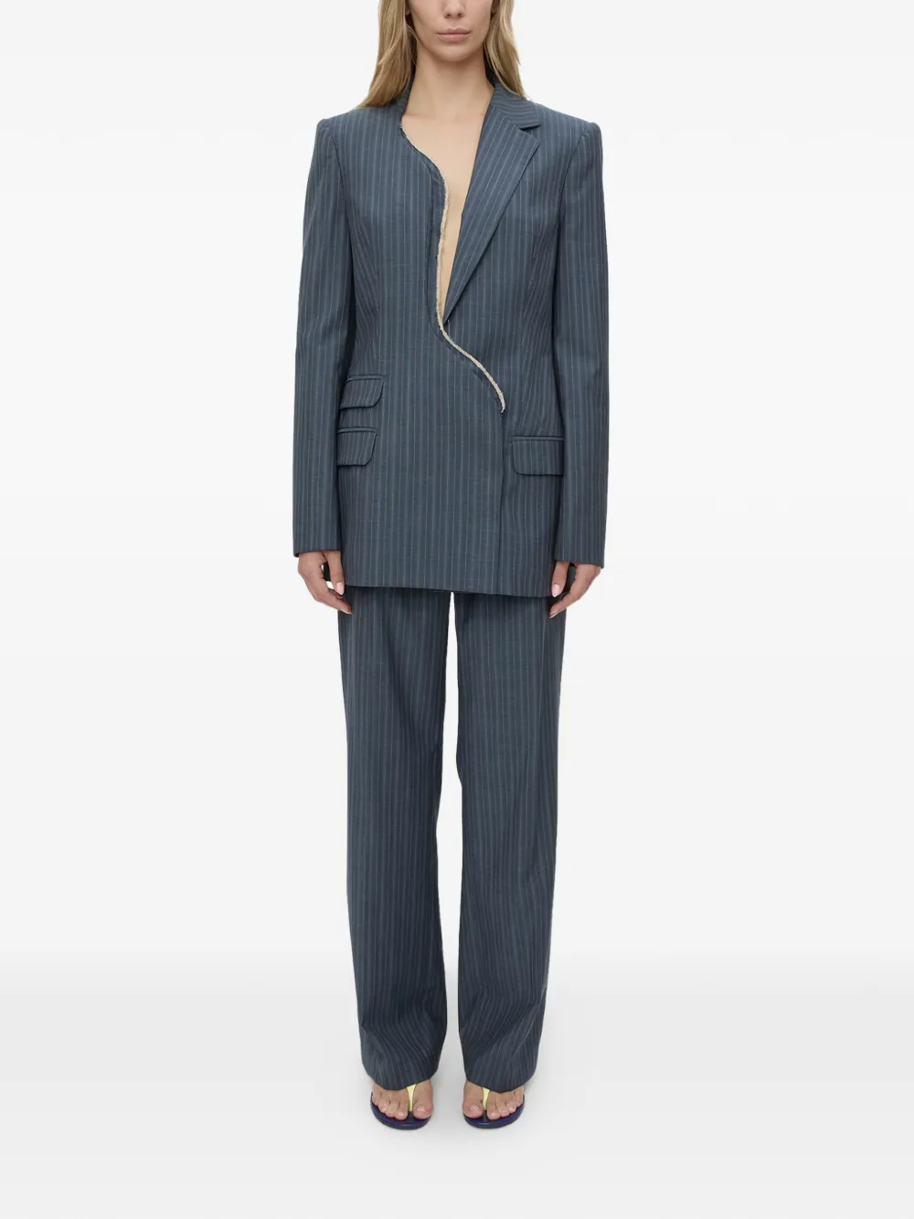 Christopher Esber Redux broek met krijtstreep Blauw